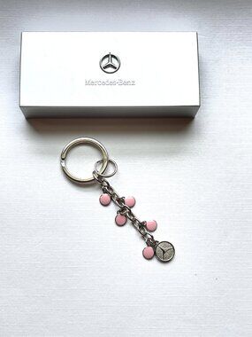 Mercedes Benz Key Ring Chain Pink Silver with Case